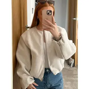 Women's Solid Color Zip Up Jacket, Casual Fashionable Outerwear, Casual Long Sleeve Outerwear for Daily Wear, Ladies Clothes for All Seasons, Coats