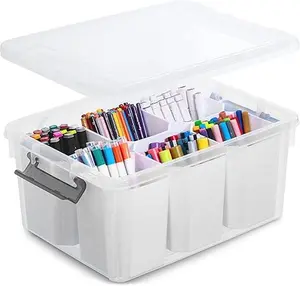 17 QT Plastic Storage Bins Clear Storage Box with Lids Multipurpose Stackable Storage Containers for Organizing Tool, Craft, Crayon