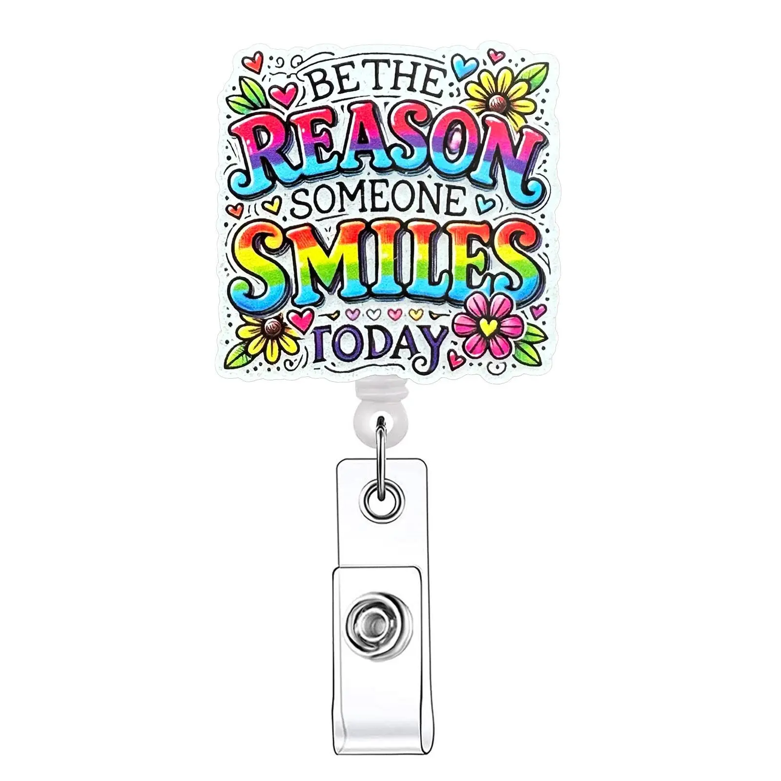 Letter & Flower Pattern Retractable Badge Reel, Nursing Badge Reel, Medical Badge Reel, 1/3 Counts Acrylic ID Holder with Clip for Nurses, Doctors, Students & Office Staff, Identification Badges & Supplies