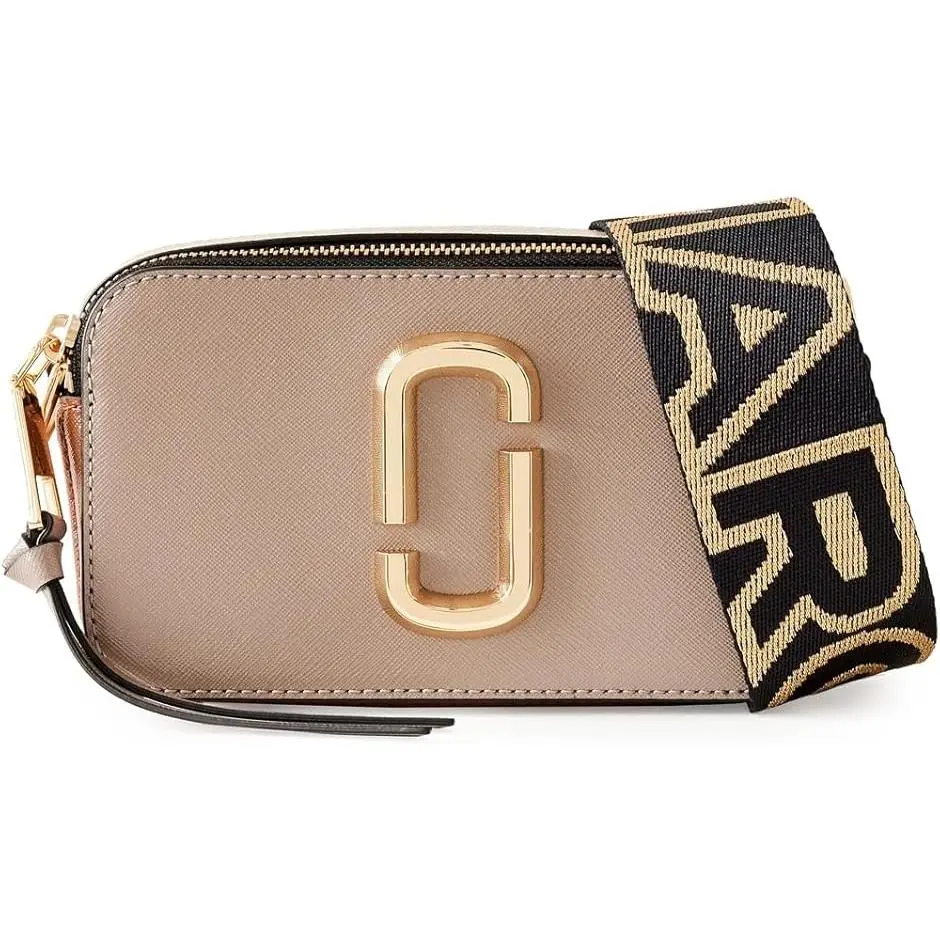 Marc Jacobs The Snapshot Crossbody Bag - CEMENT/MULTI 2S3HCR500H03-033, Double Zipper, Removable Strap, Runway, Dual Top Zips, Colorblock, Dust Bag Included, Fashionable Bags, Leather