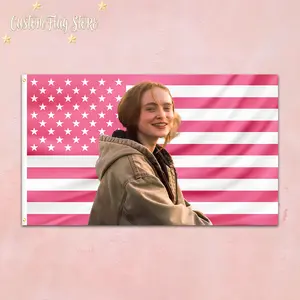 Sadie Sink Pink Flag Tapestry – Aesthetic Personalized Wall Hanging, Custom Pink American Flag Decor for Bedroom, Dorm & Perfect Gift for Sadie Sink Fans, Stranger Things Lovers & Collectors