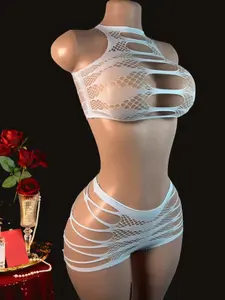 Women's Sexy Lace High-Elastic Jumpsuit Suit Stretchy Bodysuits Lingerie Underwear, Perfect for Parties & Lovers' Dates, Fits 40kg-75kg, All Season Wear, Soft Comfy Lingerie