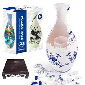 Flower Vase Design 3D Puzzle, 1 Box Waterproof Porcelain Puzzle, Indoor Decoration Vase, Children's Educational Toy, Birthday Gift, Crafts