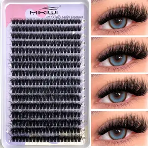 Mikiwi D-Curled False Eyelash Extension Kit Natural Individual Lashes Wispy Extensions Soft Fluffy 10-18mm fake Lash eyes for Daily Look Youth