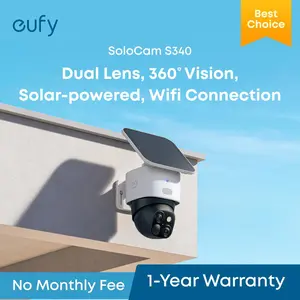eufy Security SoloCam S340 360° Pan & Tilt Solar Security Camera 2.4 GHz Wi-Fi No Monthly Fee HomeBase S380 Compatible - Ai Auto Lock And Tracking eufy Security SoloCam S340 360° Pan & Tilt Solar Security Camera 2.4 GHz Wi-Fi No Monthly Fee HomeBase S380 Compatible - Ai Auto Lock And Tracking