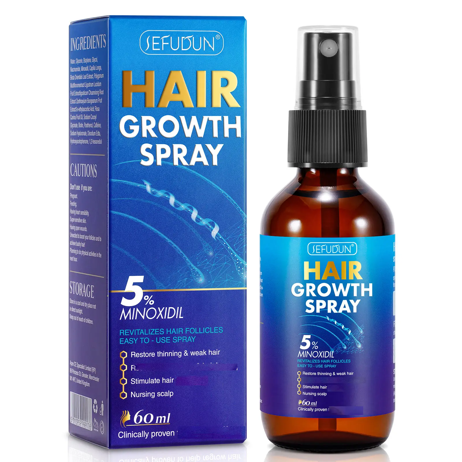 SEFUDUN Minoxidil Spray for Men and Women's Hair-60ml Hair Care