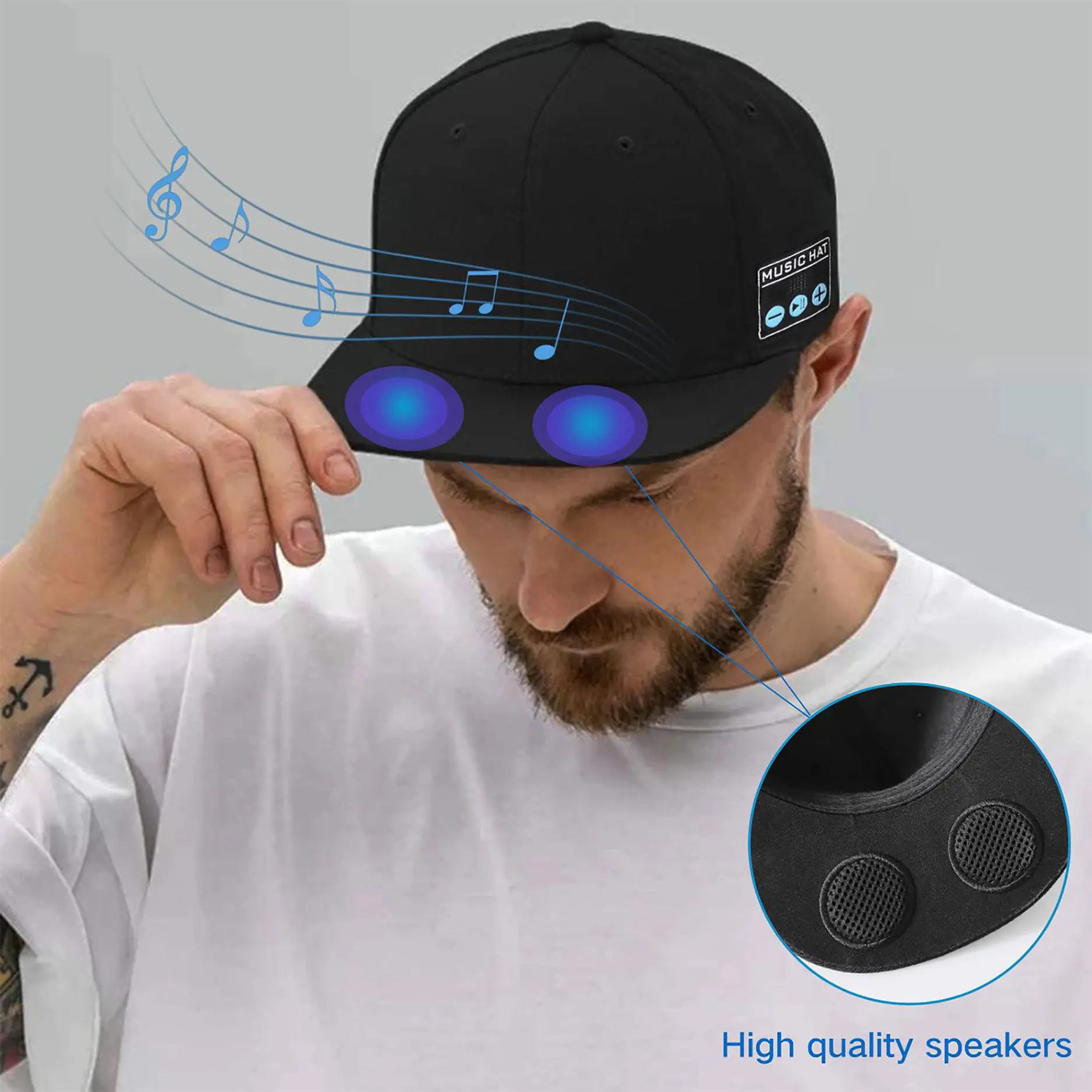 Bluetooth 5.0 HD Sound Touch Music Baseball Cap - Solar Sun Protection, Versatile Casual Sports Hat with Comfortable Design, 1 Size for Commute, Hiking