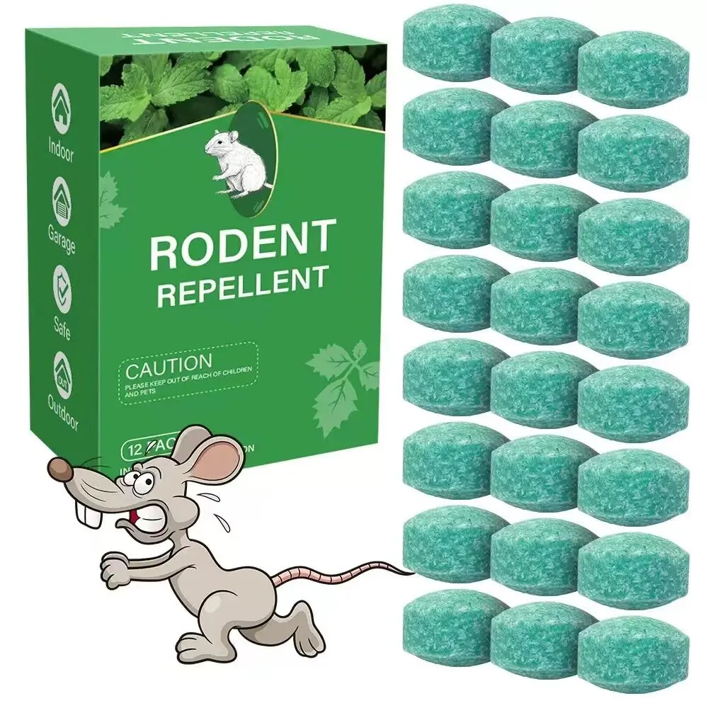 12-Pack Popular & Trusted Peppermint Oil Mouse Repellent! Fast-Acting, All-In-One Formula Powerfully And Safely Deters Rats, Mice, Ants & More. Eco-Friendly, Cost-Effective, And User-Friendly. Long-Lasting