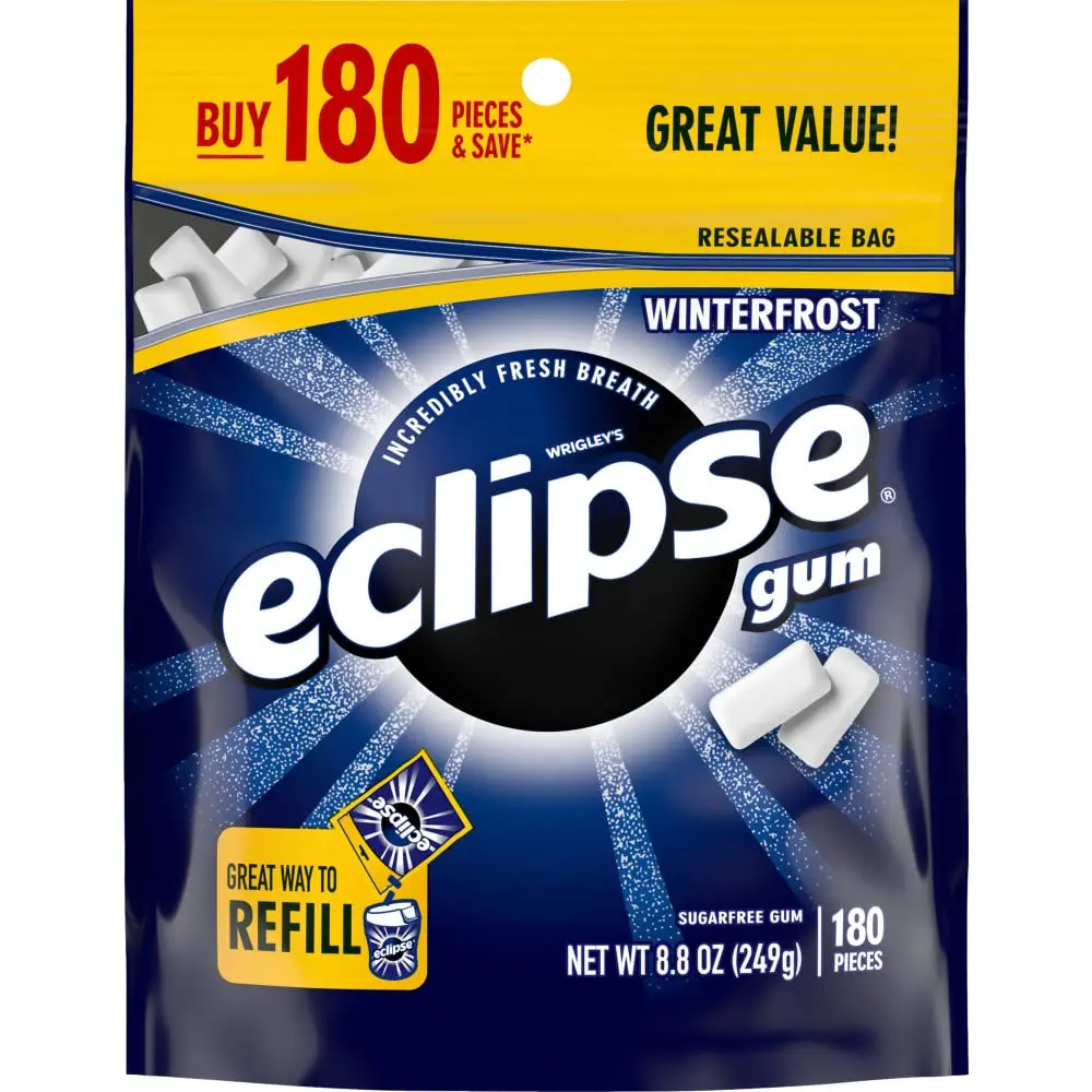 ECLIPSE Winterfrost Sugarfree Gum, 8.8-Ounce 180 piece bag