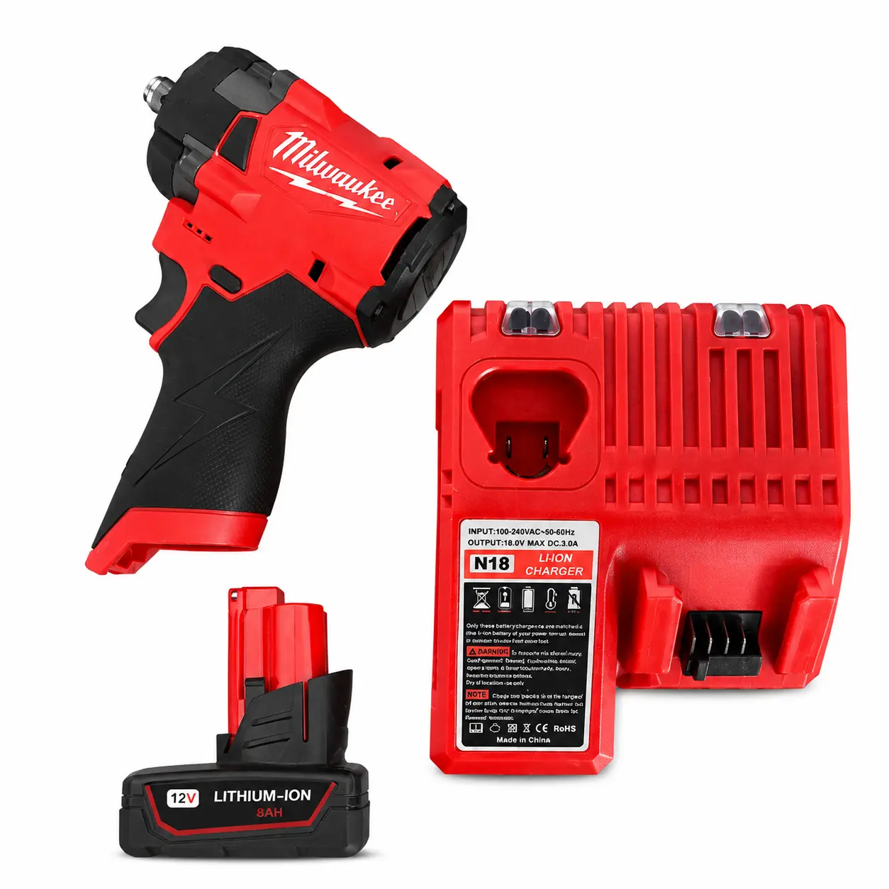 Milwaukee M12 1/2-Inch Brushless Right Angle Impact Wrench Combo With 6.0Ah Battery Charger And Friction Ring For Workshop Repair And Equipment Maintenance