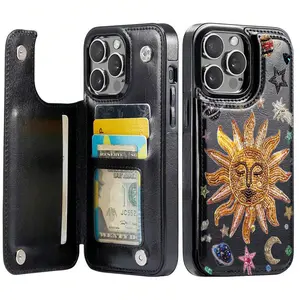 Phone Case: Sun Bead/Wallet Card Holder, Credit Card Slots Phone Case for Iphone17 16 15 14 13 12 PRO MAX PLUS,AIR , Cute Phone Case Samsung Galaxy S22/s23+S24 Plus/S25Ultra/ Cover for Women Girls Stylish Fashionable Coin Pocket