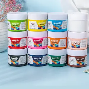 Acrylic paint, 11 colours (3.38 oz/bottle), painting essentials, suitable for canvas, wood, ceramics and fabric, rich pigments, durable quality suitable for beginners, students and professional artists.