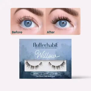 FlutterHabit Willow 2-Pack DIY False Eyelash Extensions 5-12mm Classic B/C Curl Mixed Black Brown Under Lash Application Method