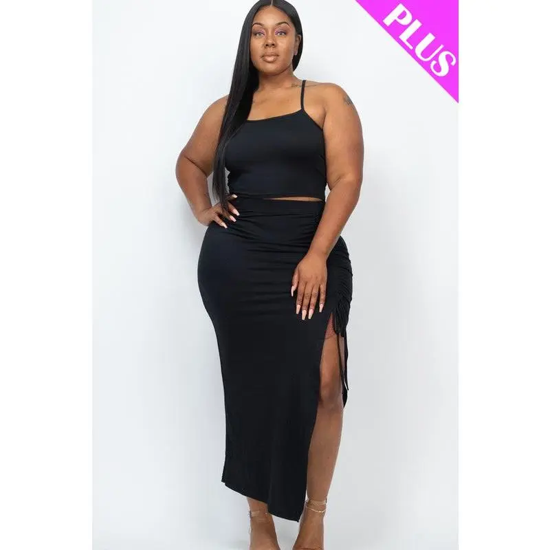 Jenny Two Piece Skirt Set - Black (Plus)