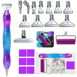21-Piece Diamond Painting Dot Drill Pen Set, Silver Color Metal Multifunctional DIY Rhinestone Tool Kit, Handicraft, Includes Starry Drill Pen