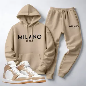 Men's Milano Printed Hoodie and Drawstring Sweatpants Set, Menswear, Casual Athletic Long Sleeve Hooded Jacket & Trousers for Fall & Winter, Men's Clothing for Daily Wear, Sportswear Indoor Outdoor, Tracksuit, Athleisure Summer Clothes