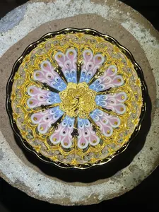 Luminous Gold Cup Sunflower 3D Stereoscopic Phoenix Pattern Teacup