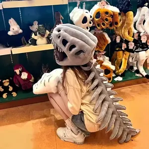 Rex Dinosaur Costume Full Set - Detailed Skeleton Print Hooded Romper, Attached Tail & Headband, Halloween Christmas Cosplay Essential