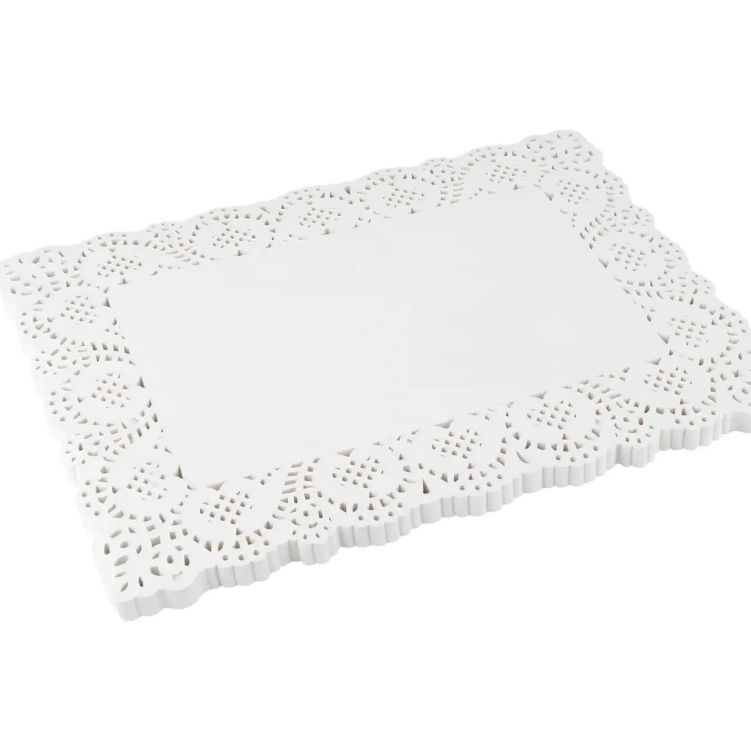 Antique White Rectangle Food Grade Paper Doilies Bulk Pack - 300-Piece Disposable 14x10in Oil Absorbent Hollow Flowers Lace Cake Mats for Wedding Tableware, Home Festive Parties