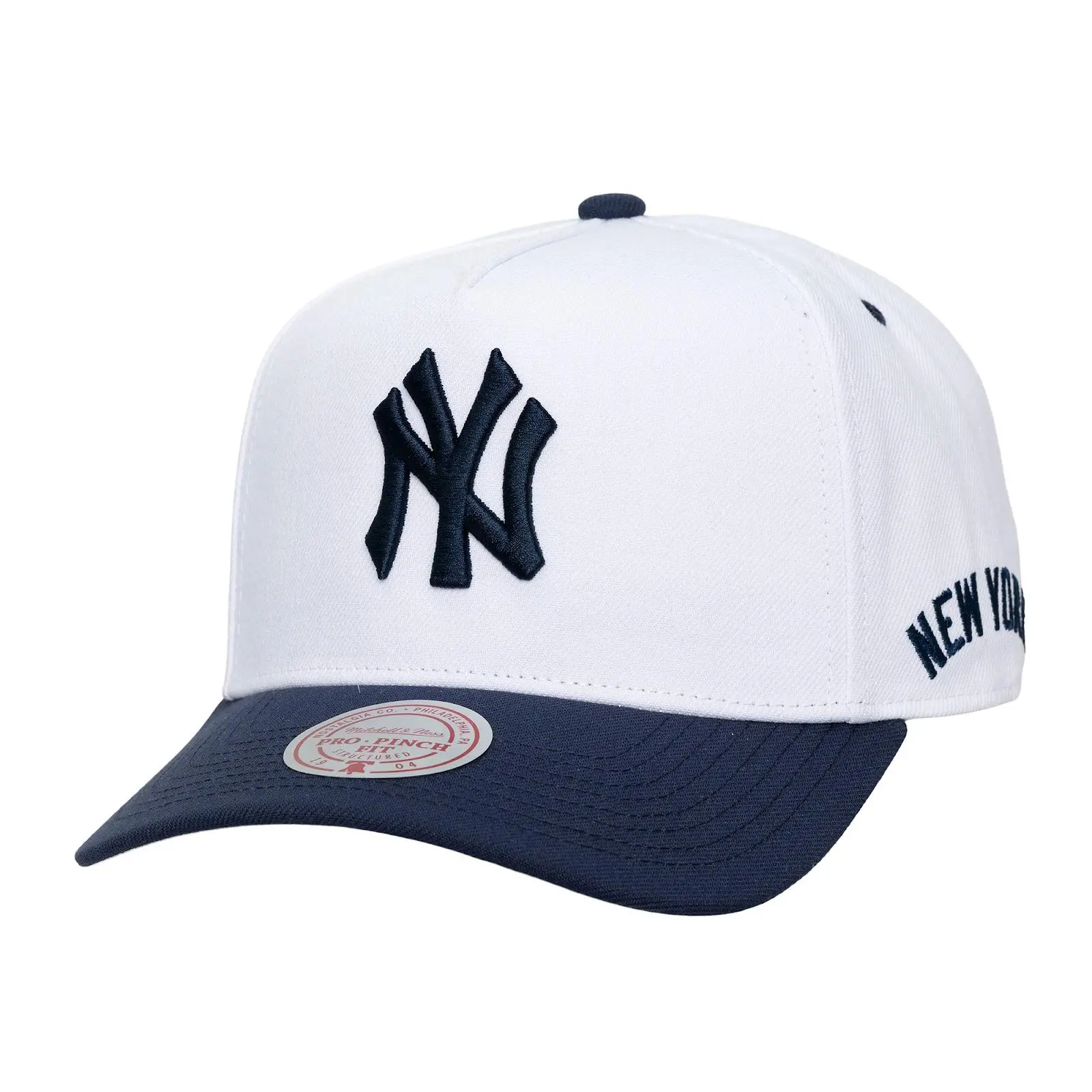 New York Yankees White/Navy Legendary Home Pro Pinch Snapback Hat MLB Throwback Cap Adjustable Fan Gear Mitchell & Ness
