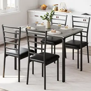 Dining Table Set for 4, Ktichen Table with 4 Chairs Dinning Table Set for Kitchen & Dining Room, Compact Dining Set for Small Spaces Table with 4 Chairs