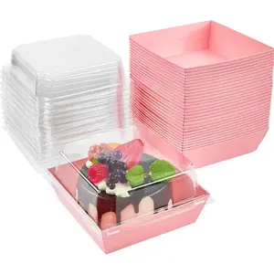 10/30pcs Paper Baking Boxes with Transparent Lids, Premium Cake Box, Portable Food Containers, Ideal for Cookies, Sandwiches, Cakes, Parties, Halloween