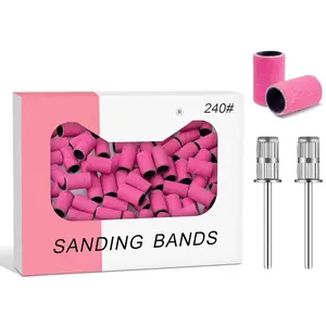 Sanding Bands for  Drill, 240 Grit Sanding Bands Include 100 Fine Grit Sanding Band and 2 count Mandrel Bit for 3/32"  Drill Machine,