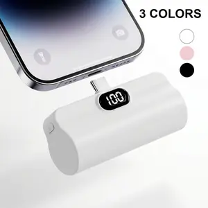 Ultra-Slim Power Bank with Built-in Type-C Cable - Portable Fast Charging Battery Pack - Pocket-Sized Travel Charger Compatible with iPhone, Samsung & Android (5 Stylish Colors)
