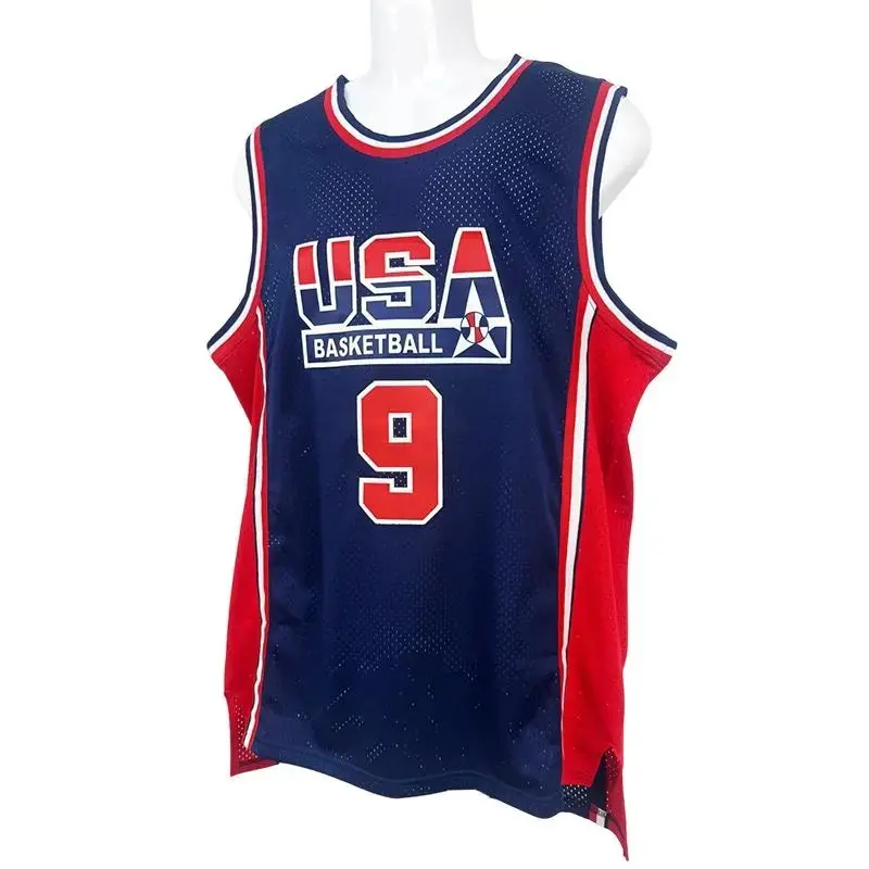 1992 USA #9 basketball shorts jerseys for men basketball jersey Sewing embroidery Retro basketball uniform big size Mesh breathable Casual loose sportswear Outdoor sportswear White Blue S-3XL 90s Dream Team Gym Workout Tops Gym Workout Clothes Shirts Acti