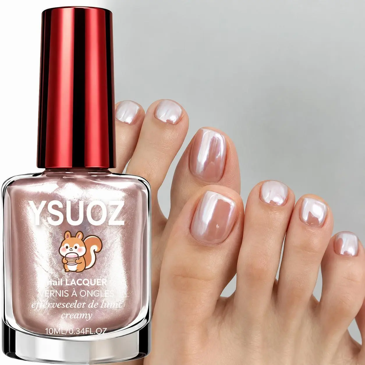 Nail Strengthener, Quick Dry Liquid Formula in Summer Nude Pearl - Brightens Nails for Beach & Party, Busy Daily Life, Hands&Feet