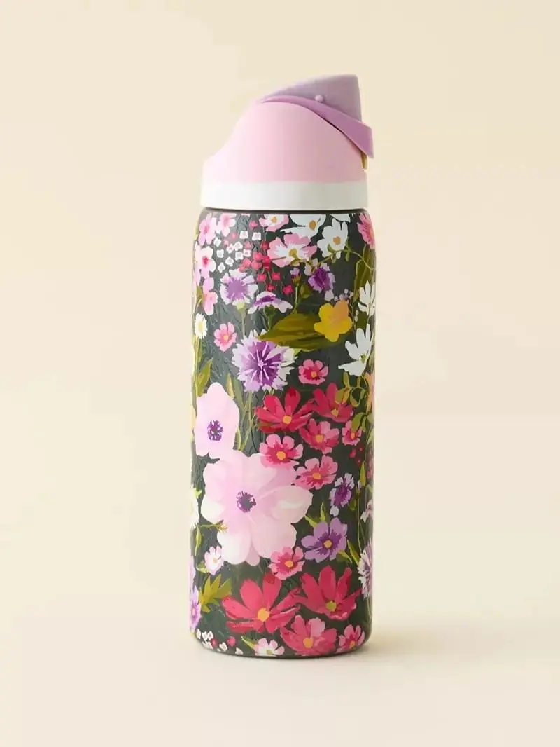 [NEW2026] UO Exclusive Painted Meadow 32 oz Leakproof Insulated Button Water Bottle, Valentine's Day Gift For Her, Kitchenware Drinkware sr2