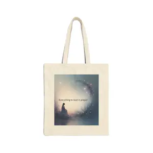 Everything to God in Prayer Tote Bag | Spiritual Prayer Quote, Galaxy Silhouette