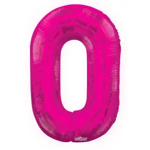 Number 0 Hot Pink Foil Balloon 14" in each. 35037-14