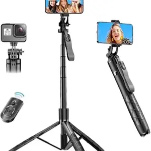 61" Phone Tripod for iPhone/Android Selfie Stick with Remote Upgraded Stand Compatible with iPhone 16/15/14/13 Travel-Friendly Stable Premium Nylon6/6 Material