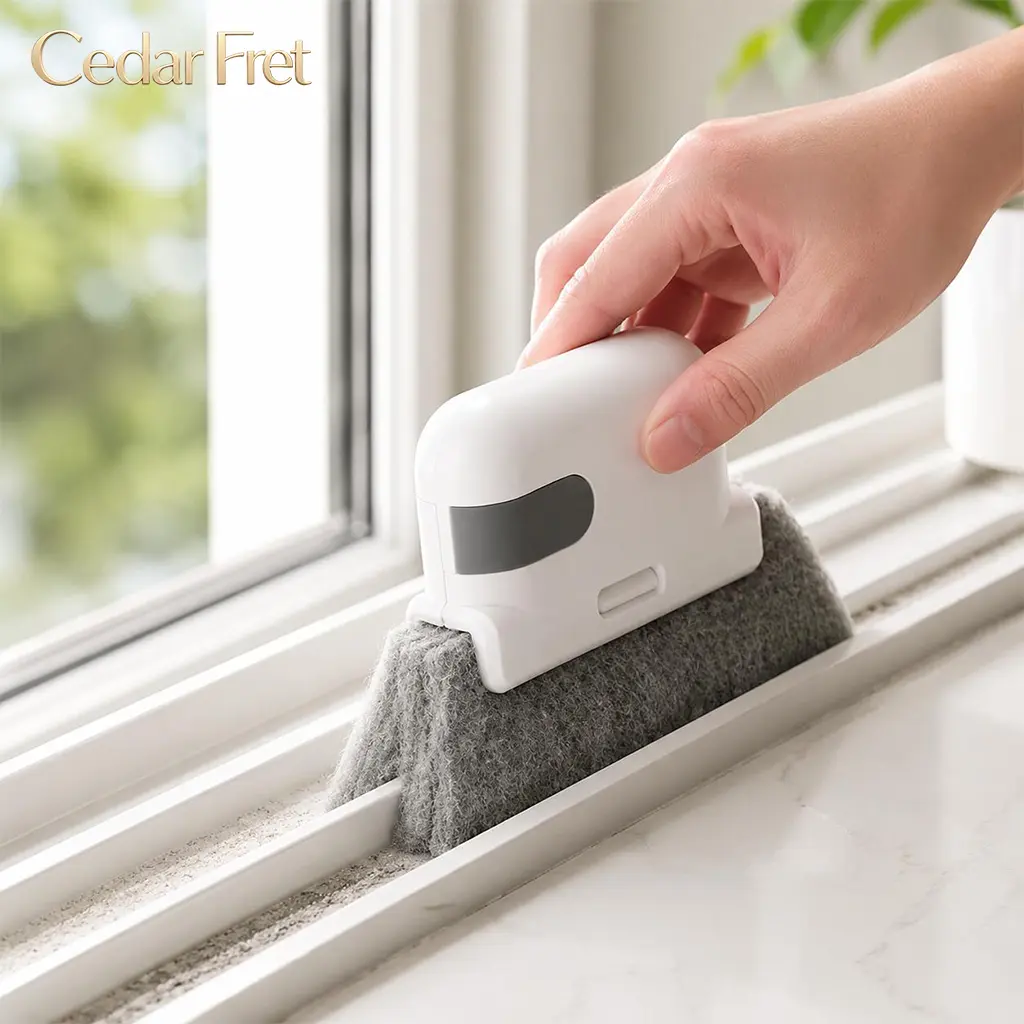 Window Cleaning Brush,Multifucation Groove Cleaning Brush for Household Use, 3 in 1 Window Sliding Door Track Cleaner, Sill, Tile Lines, Shutter, Car Vents, Keyboard, Small Spaces Clean Kit