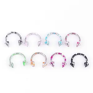 8-color Painted C-shaped Pointed Horseshoe Ring, Nasal Septum, Lip Ring, Ear Bone, Earring, Stainless Steel Body Piercing Accessory