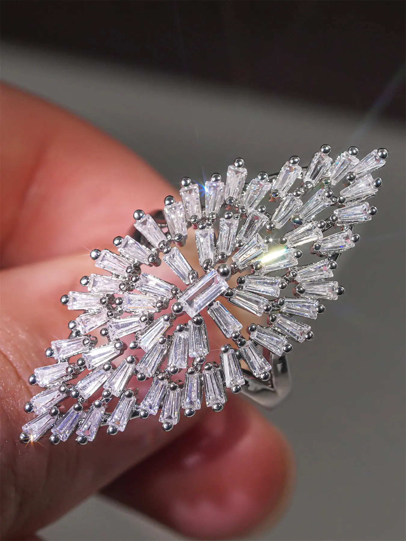 1 PC Glamorous Cubic Zirconia Ring For Women For Wedding Engagement Party Jewelry Valentine's Day Gift