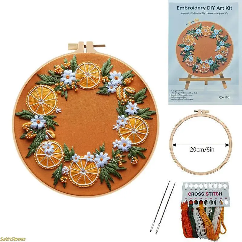 Fruit Pattern Cross Stitching Kit for Adults, Beginner-Friendly DIY Hand Needlework Set with English Stitch Guide, Home Decoration Fashion & Clothes Accessory Art Supplies