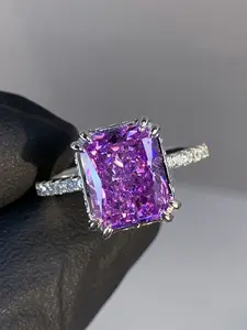 Elegant Geometric Rectangle Ring Imitation Crystal Engagement Ring for Women Stackable Wedding Party Birthday Gift