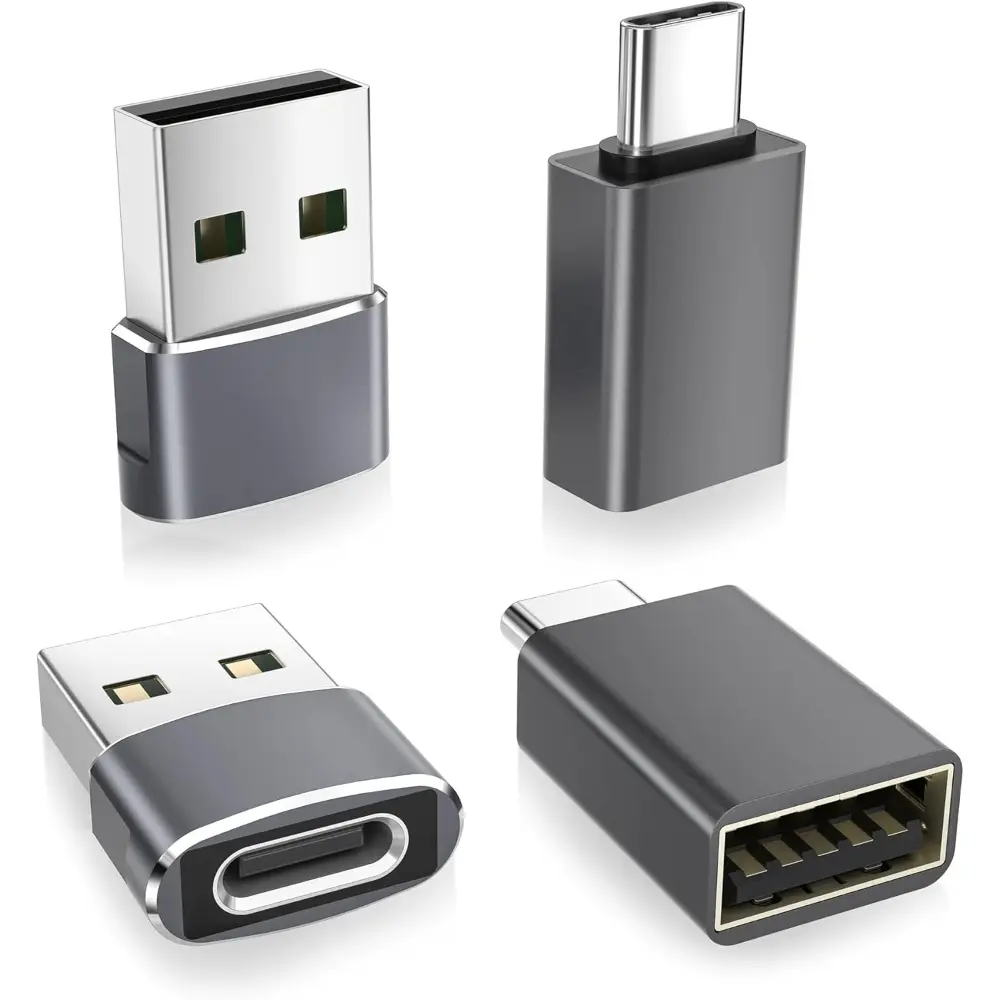 Basesailor USB to USB C Cellphone Adapter with Functional Type C Male to 3.0 Female Charging Port Charger 4P for iPhone 17 Air Apple 16 15 14 13 Pro Max Mini Plus,Thunderbolt 4 OTG Converter for Mac iWatch 11 10,Samsung Galaxy S25 S24,iPad,Type C Charging