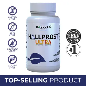 HALLUSA NATURAL HALLPROST ULTRA Prostate Complex 60 Capsules Urinary Incontinence Saw Palmetto Hallusa Natural Supplement Healthcare Dietary Edible Gluten Free GMO Free - Fitness