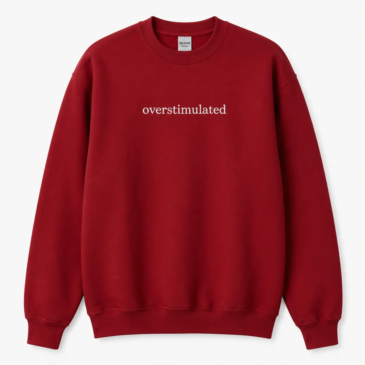 Embroidered Overstimulated Sweatshirt, Funny Mental Health Crewneck, Relatable Anxiety Humor Apparel, Introvert Gift for Women