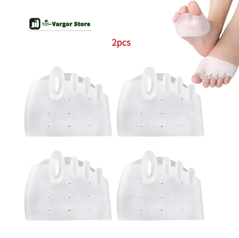 2 Pairs Breathable Gel Toe Spacers, Soft Toe Separators & Toe Straightener for Bunions, Hammer Toe and Overlapping Toes, Comfortable Washable Reusable for Women and Men, White