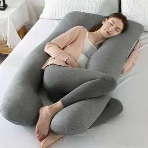 Ergonomic 43-in Full Body Pregnancy Pillow with Cooling Pillow Case, Back & Hip Pain Relief Support for Pregnant Women, Soft Comfortable Maternity Bedding (All Stages, New Arrival), Pillows