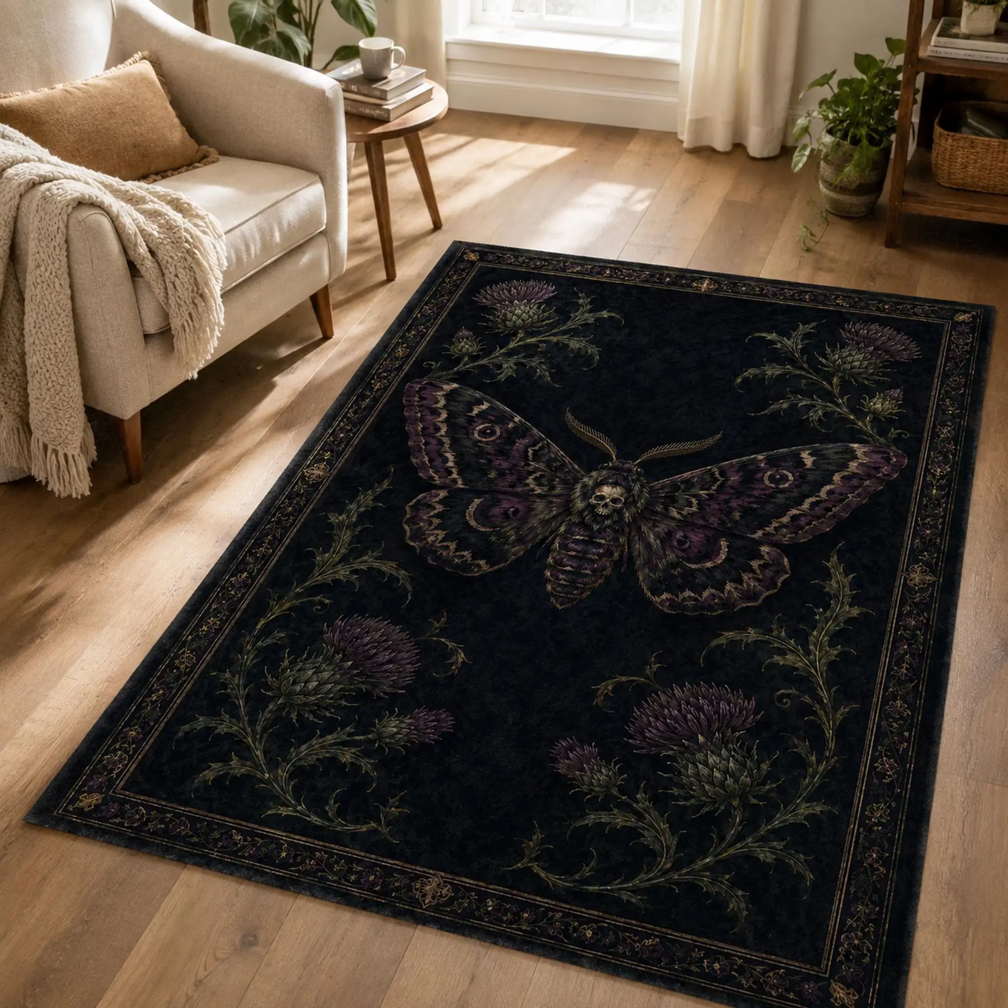 Skull Moth Area Rug