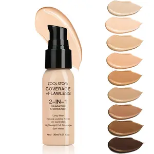 Full Coverage Flawless Base Foundation Liquid, Long-Lasting Waterproof Sweatproof Oil-Control Matte Finish, Lightweight Smooth Flawless Makeup, Ideal for Daily Use