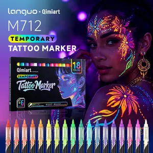 Langguo×qimiart M712 Temporary Tattoo Pen, Body Art, Smart Ink System, Fluorescent Effect, Waterproof, Easy to Clean, Perfect for Parties and Events