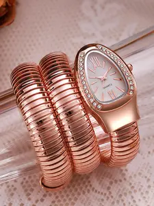 New Fashion Snake Shape Watch Women's Bracelet Watch Creative Hip-Hop Quartz Wristwatch, Unique Band Design, Trendy Accessory, Quartz Analog Watch