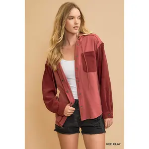 Umgee Washed French Terry Shacket