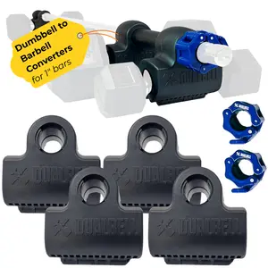 Dualbell Superset Bundle- Dumbbells on Barbell Adapter 4-pack w/barbell clamps